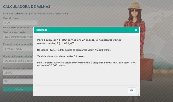 Calculadora de Milhas por cartão de crédito