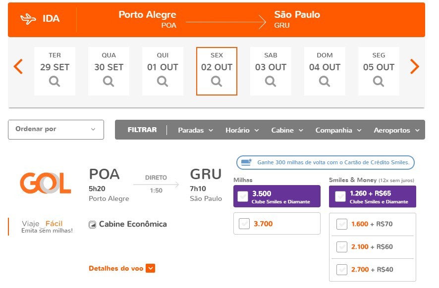 Emissão Passagem Smiles GOL