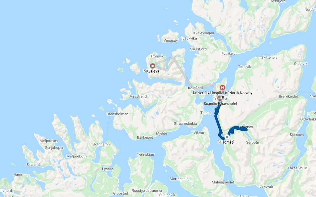 Mapa Tromso Noruega Fiordes