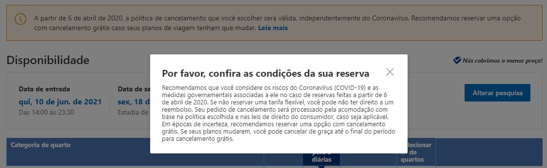 Política de Cancelamento Booking Covid